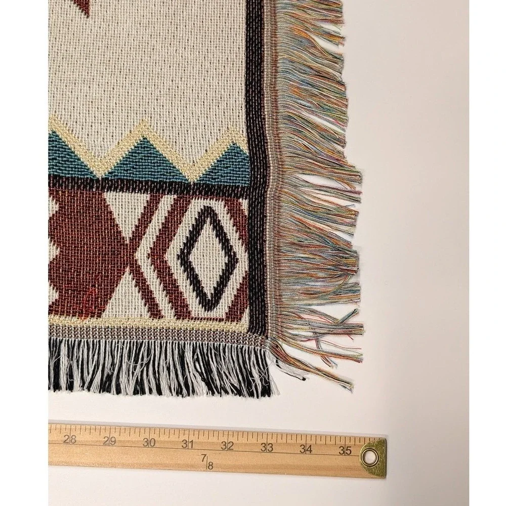 Southwestern Throw Sofa Blanket Tribal Fringed Tapestry Woven Rustic 35